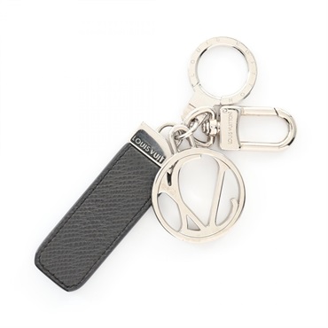 LOUIS VUITTON Porte cles LV Club key ring M65046 Taiga leather metal Black Used