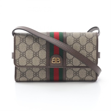 BALENCIAGA GUCCI × The Hacker Project Shoulder Bag 680131 canvas leather Beige