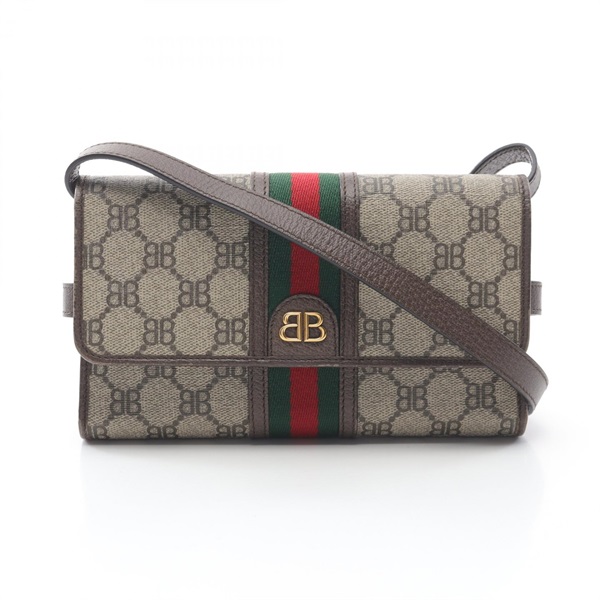 BALENCIAGA GUCCI × The Hacker Project Shoulder Bag 680131 canvas leather Beige
