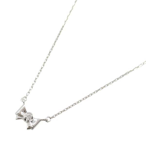 STAR JEWELRY Mini Ribbon Diamond Necklace 18KWG White Gold Used women