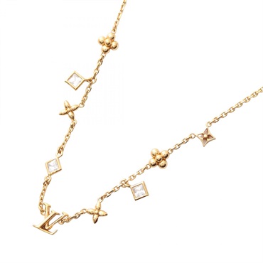LOUIS VUITTON LV in the sky Necklace Gold Plated Rhinestone Used women