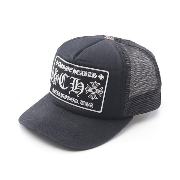 CHROME HEARTS TRUCKER CAP 53-60cm HOLLYWOOD hats Cotton Polyester Black Used