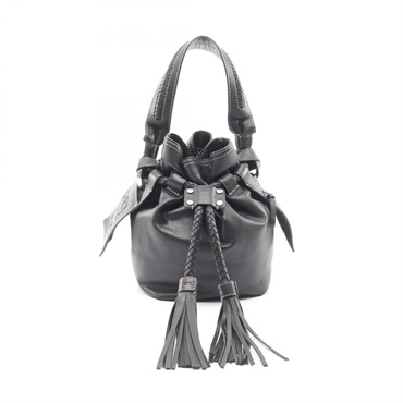 GIVENCHY 4G Shoulder Handbag leather Black Used Women Fringe