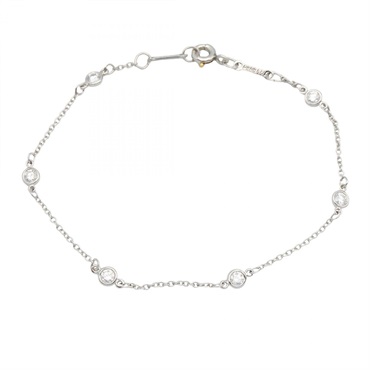 TIFFANY＆CO By the Yard 6PD Bracelet Pt950 Platinum Diamond Used Women 16.5cm