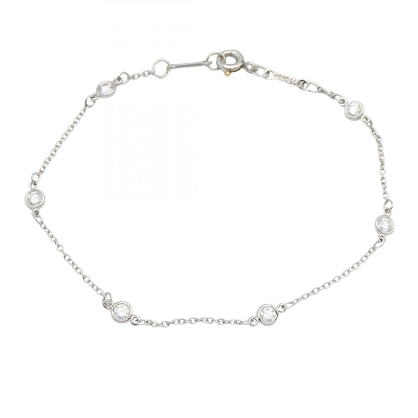 TIFFANY＆CO By the Yard 6PD Bracelet Pt950 Platinum Diamond Used Women 16.5cm