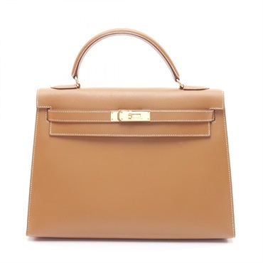 HERMES Kelly 32 Hand shoulder bag Outside Stitched W Chamonix Natural Used GHW