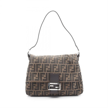 FENDI Mamma bucket zucca Shoulder Bag 26325 canvas leather Brown Used Women