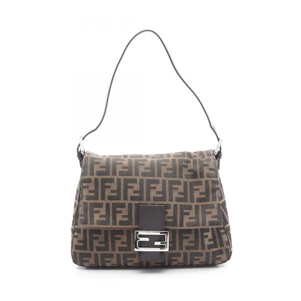 FENDI Mamma bucket zucca Shoulder Bag 26325 canvas leather Brown Used Women