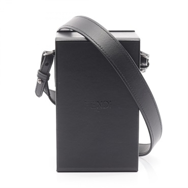 FENDI box Shoulder crossbody hand Bag 7VA519 leather Black Used Women