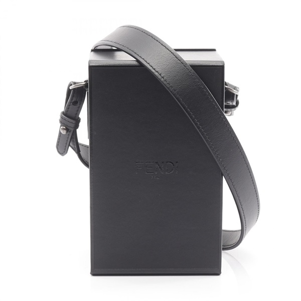 FENDI box Shoulder crossbody hand Bag 7VA519 leather Black Used Women