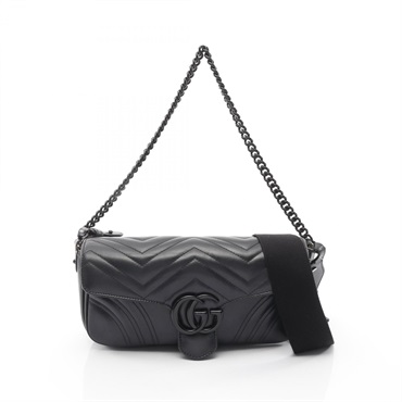 GUCCI GG Marmont chain Shoulder Bag 734814 leather Black Used Women
