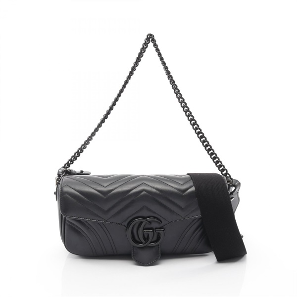 GUCCI GG Marmont chain Shoulder Bag 734814 leather Black Used Women