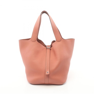 HERMES Picotin Rock GM Hand bag Q Taurillon Clemence Rose tea SHW used
