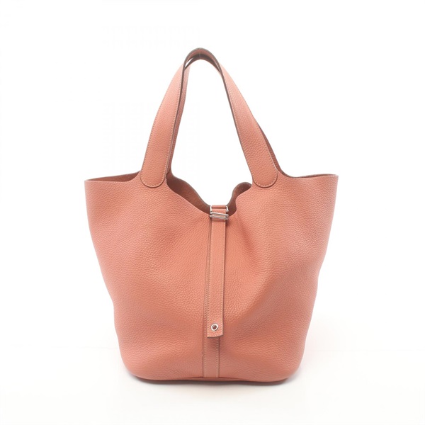HERMES Picotin Rock GM Hand bag Q Taurillon Clemence Rose tea SHW used
