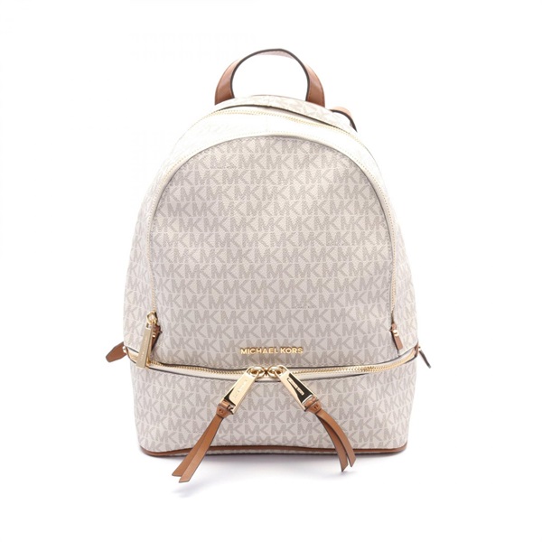 Michael Kors RHEA Rucksack Backpack bag 30S7GEZB1B canvas leather White Gray