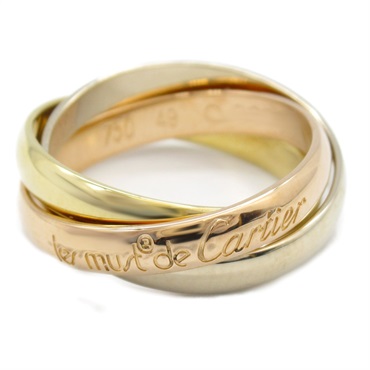 CARTIER Trinity Ring 18KYG RG WG Yellow White Rose Gold used Us size 4.75 #49
