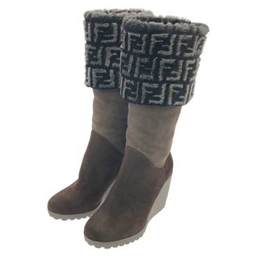 FENDI Heeled High Boots Brown Size 36.5 Used Women