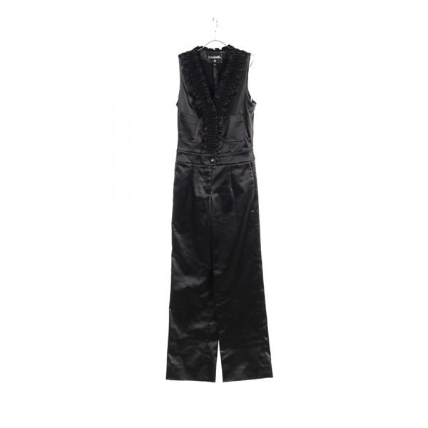 CHANEL Tsunagi Sleeveless Coverall Nylon acetate Black Used Women size 36 CC