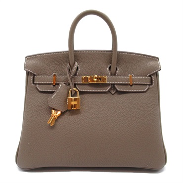 HERMES Birkin 25 Hand bag U Togo leather Etoupe Grey GHW Used