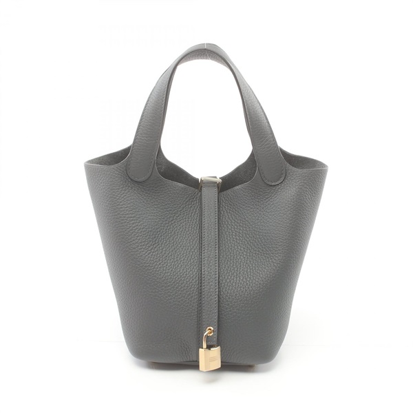 HERMES Picotin Lock PM Hand bag Taurillon Clemence GHW Gris misty Used Women