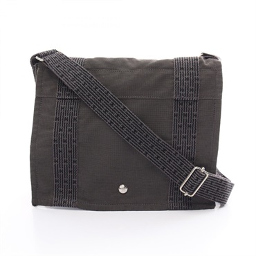 HERMES Her Line Bassus PM Shoulder Bag canvas Gray Used unisex SHW crossbody