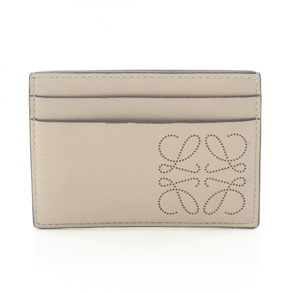 LOEWE anagram Card Holder C500322X01 leather Beige Used Women