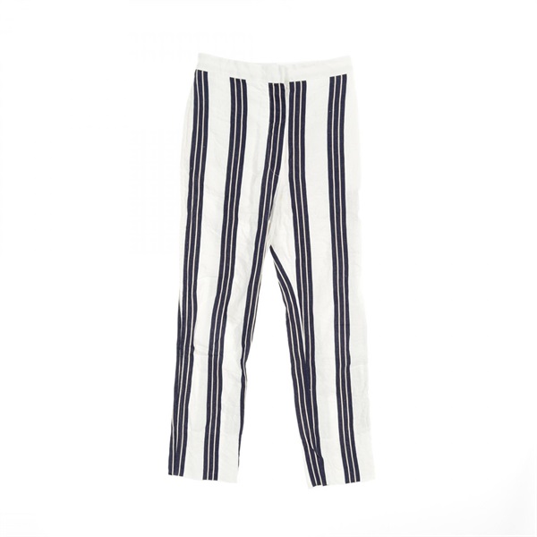 LOEWE Pants Fabric White Navy Used Women #34