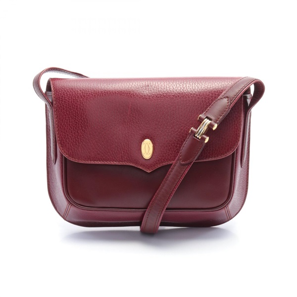 CARTIER Must Line Shoulder Bag leather Bordeaux Used Women