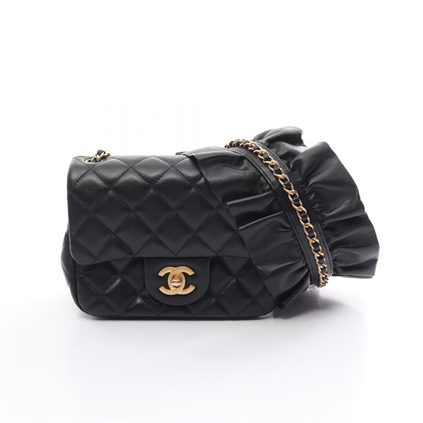 CHANEL Matelasse chain Shoulder Bag lambskin Black Used Women GHW crossbody Coco