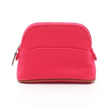 HERMES Bolide Pouch 15 Mini purse canvas Pink Used SHW