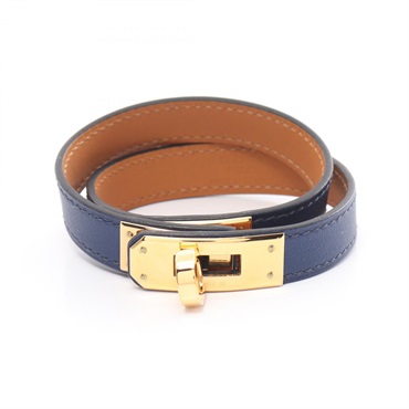HERMES Kelly Double Tour Bracelet H500281 Swift leather GHW Blue saphir Used