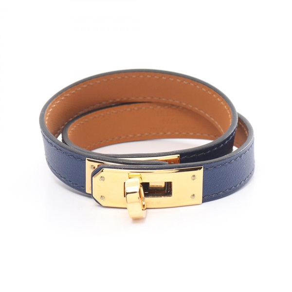 HERMES Kelly Double Tour Bracelet H500281 Swift leather GHW Blue saphir Used