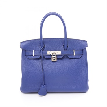 HERMES Birkin 30 Handbag Taurillon Clemence leather Blue electric Used Women A