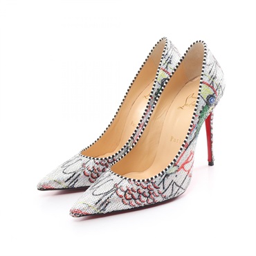 Christian Louboutin Pointed toe pumps Heels Sequin Silver Used Women #37