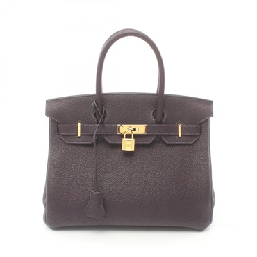 HERMES Birkin 30 Hand bag Togo leather GHW Raisin Purple Used Women