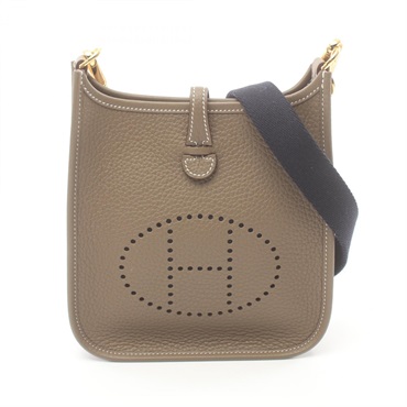 HERMES Evelyne TPM Amazon Shoulder Bag Taurillon Clemence GHW Etoupe Grey Used