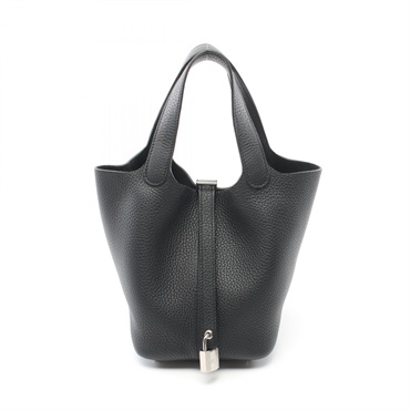 HERMES Picotin Lock PM Hand bag Taurillon Clemence SHW Black Used Women
