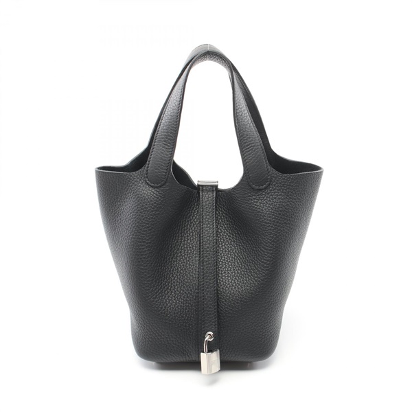 HERMES Picotin Lock PM Hand bag Taurillon Clemence SHW Black Used Women