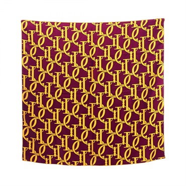 Christian Dior CD logo Malice Pearl Scarf 86cm silk Bordeaux Yellow Used