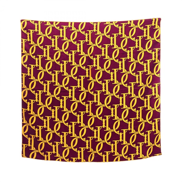 Christian Dior CD logo Malice Pearl Scarf 86cm silk Bordeaux Yellow Used