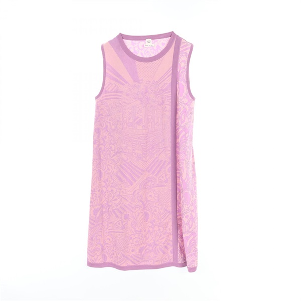 HERMES Dress 26-7772 silk Rayon Purple Used Women size 36