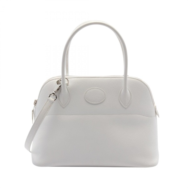 HERMES Bolide 27 2way shoulder Hand bag R Epsom leather White Blanc Used SHW