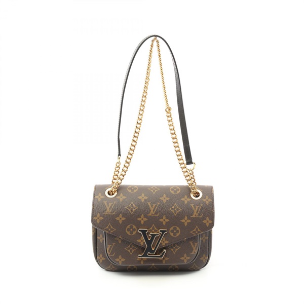 LOUIS VUITTON Passy Chain Shoulder Bag M45592 Monogram canvas Brown Black Used