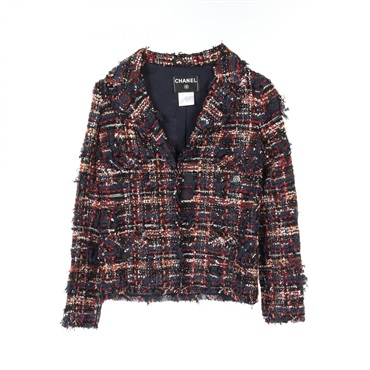 CHANEL COCO Mark button tailored jacket P31955V21843 Nylon silk Navy Red Used 38