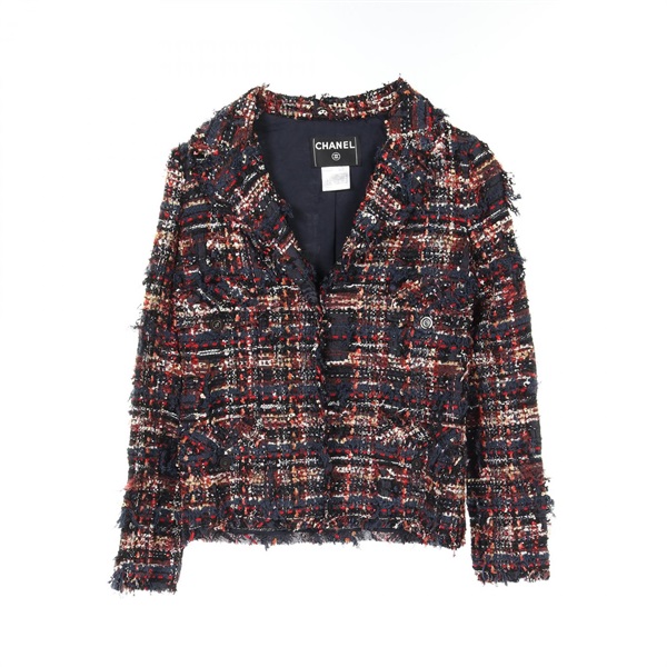 CHANEL COCO Mark button tailored jacket P31955V21843 Nylon silk Navy Red Used 38