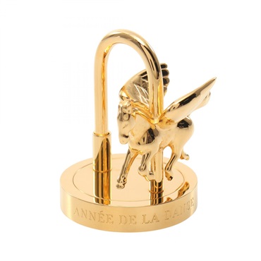 HERMES Cadena charm ANNEE DE LA DANSE horse lock Gold Plated Used
