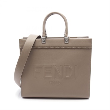 FENDI SUNSHINE MEDIUM 2way shoulder Tote Bag 8BH386 leather Brown Used Women
