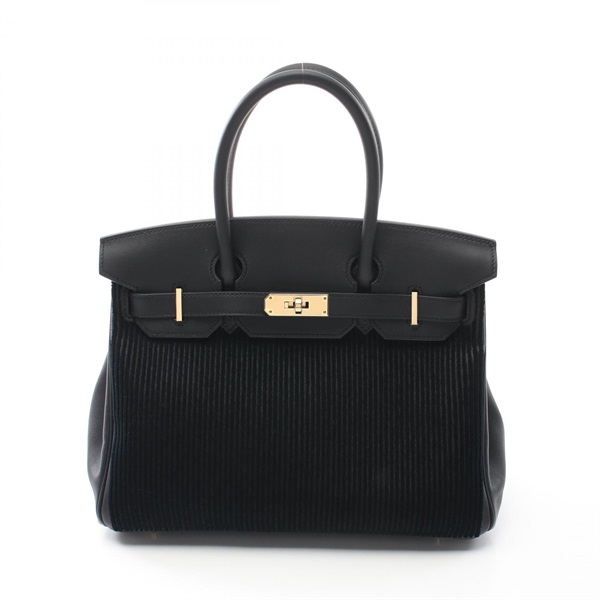 HERMES Birkin 30 Hand bag U Swift leather Tuftage Black Used SHW