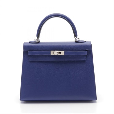 HERMES Kelly 25 Hand bag Outside stitched A Epsom Blue electric Used SHW