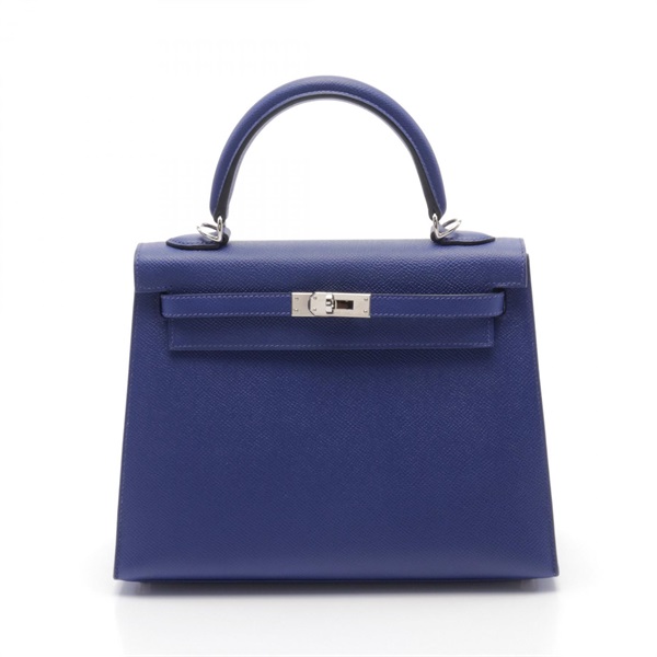 HERMES Kelly 25 Hand bag Outside stitched A Epsom Blue electric Used SHW